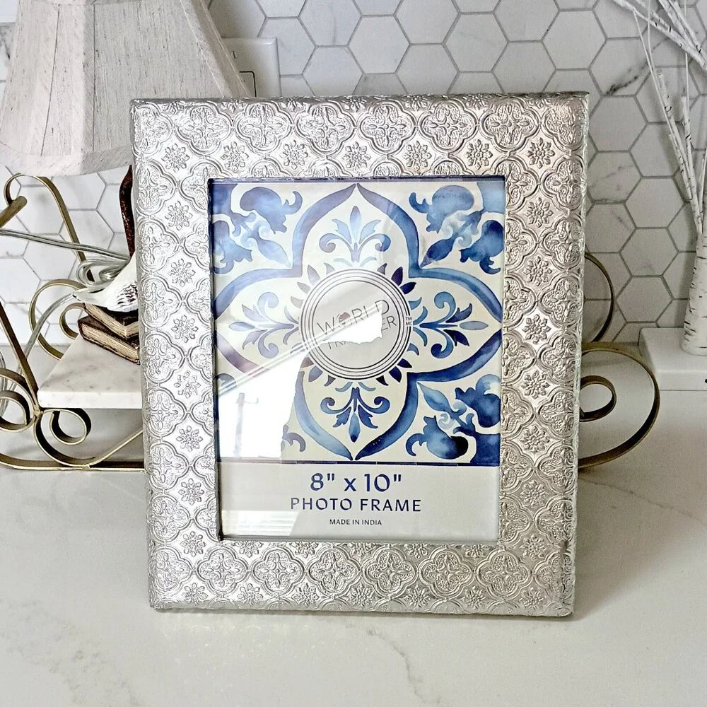 NEW! BOHO SILVER METAL X LARGE PICTURE PHOTO FRAME
